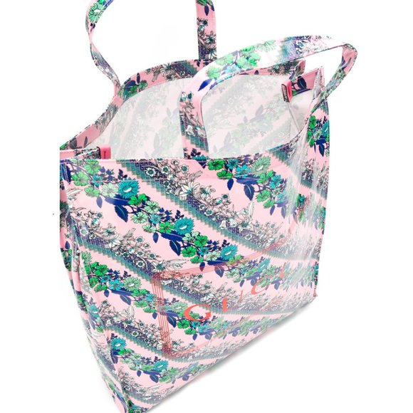 Gucci Monte Carlo Floral Logo Print Tote Rose Pink - Picture 4 of 11